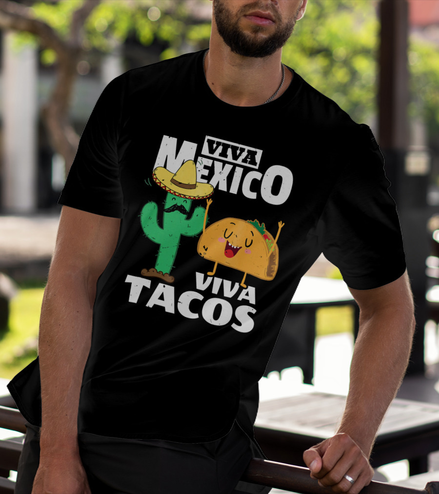 Viva Mexico Viva Tacos Cactus Sombrero T-Shirt