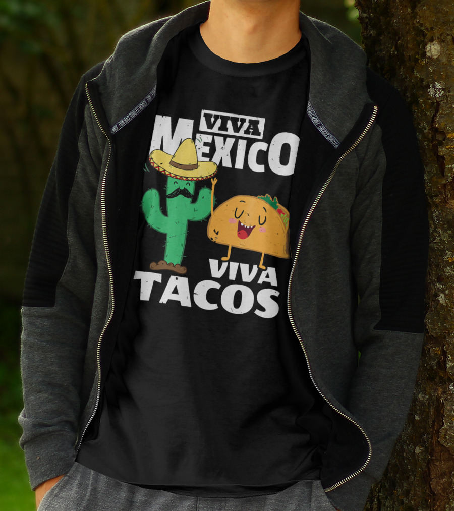 Viva Mexico Viva Tacos Cactus Sombrero T-Shirt