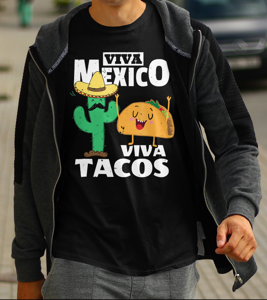 Viva Mexico Viva Tacos Cactus Sombrero T-Shirt