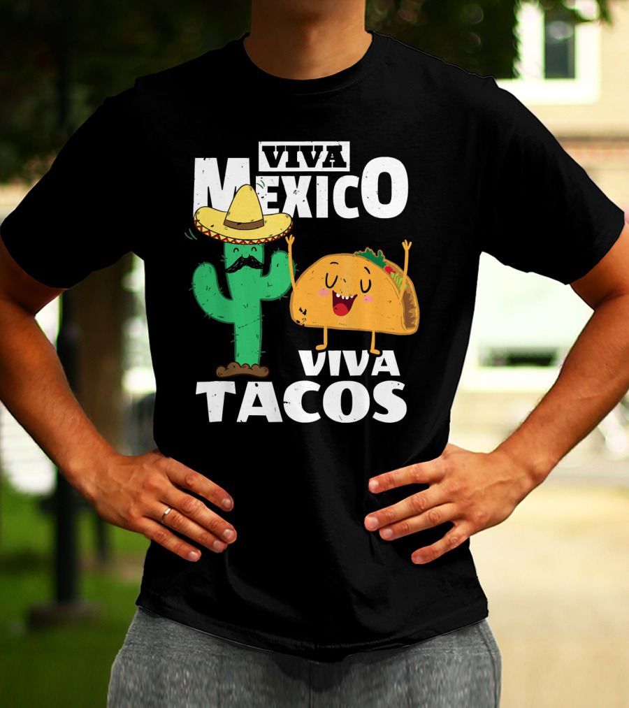 Viva Mexico Viva Tacos Cactus Sombrero T-Shirt