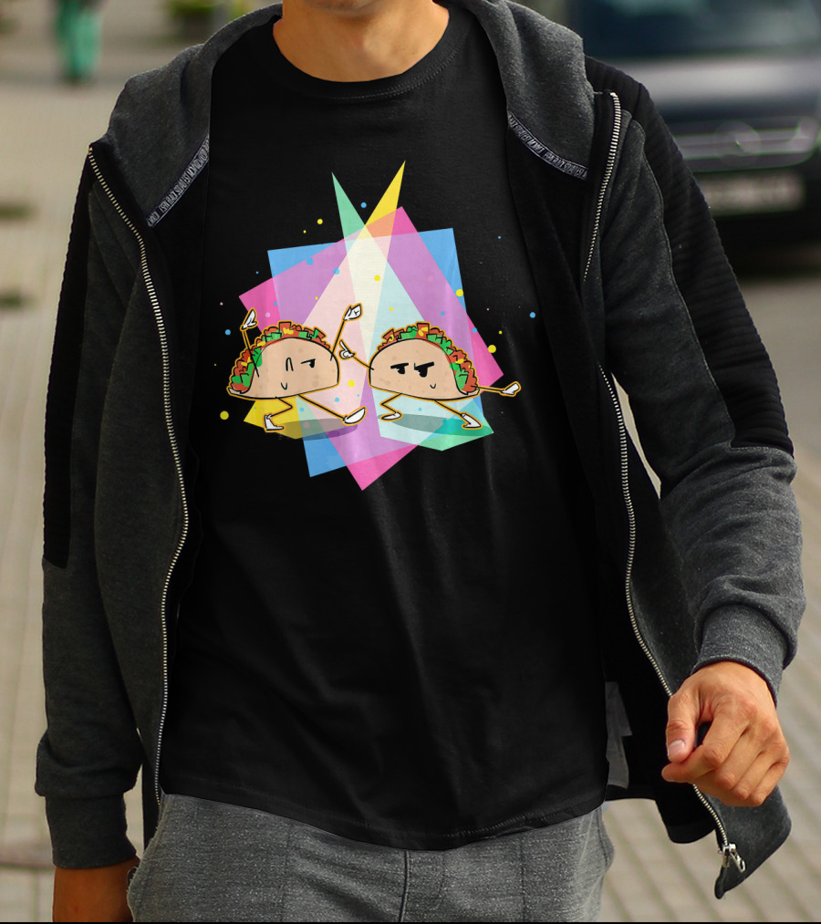 Dancing Disco Tacos Funny Taco 80s Retro T-Shirt