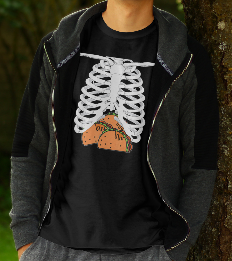 Halloween Taco Lover Skeleton Rib Cage Food Humor T-Shirt