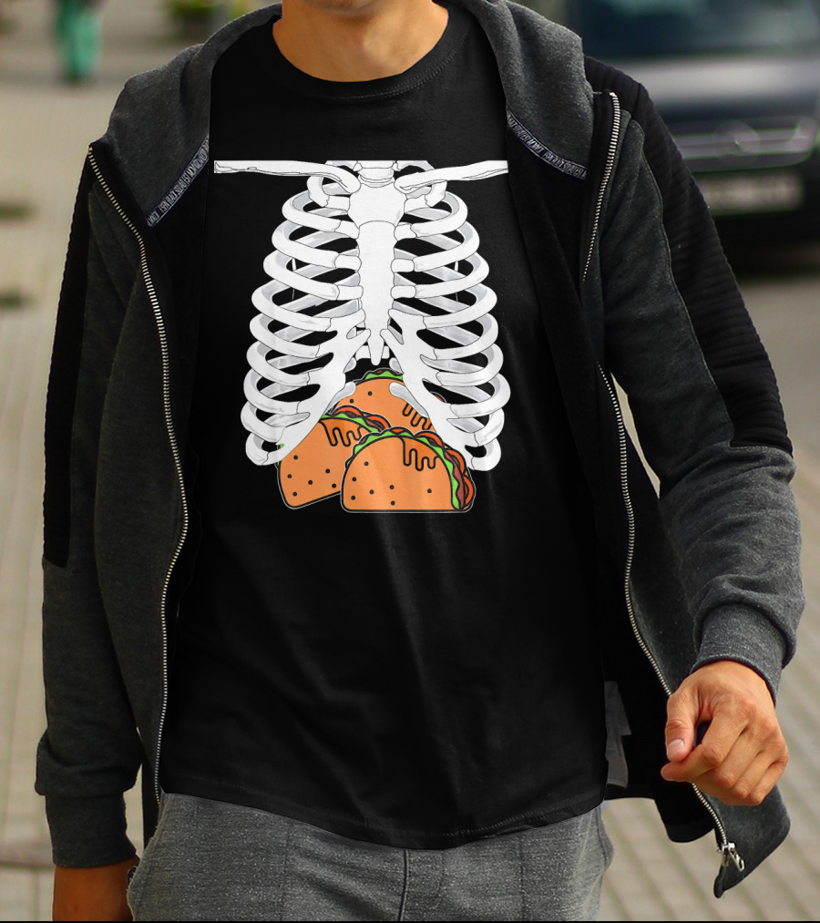 Halloween Taco Lover Skeleton Rib Cage Food Humor T-Shirt