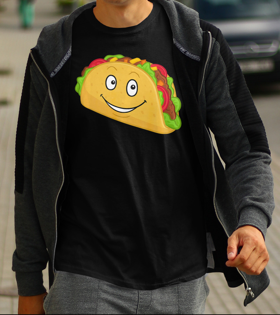 Happy Taco Snack Emoticon Face T-Shirt