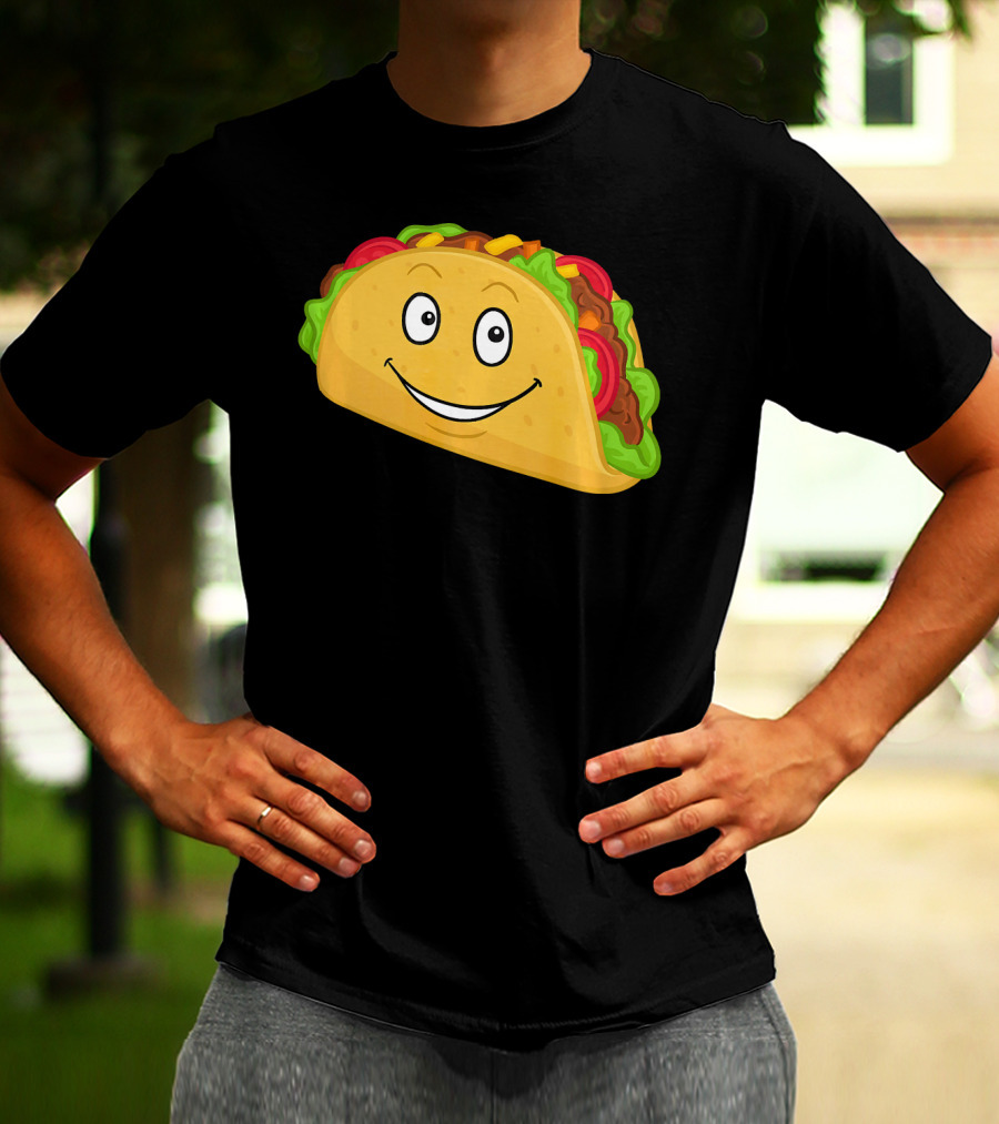 Happy Taco Snack Emoticon Face T-Shirt