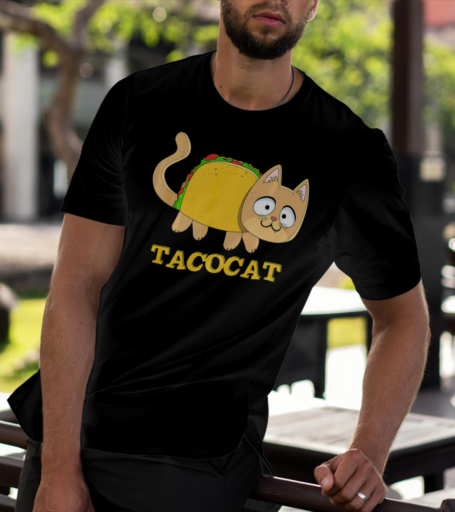 TACOCAT Palindrome Cute Cartoon Funny Cat With Taco Body T-Shirt