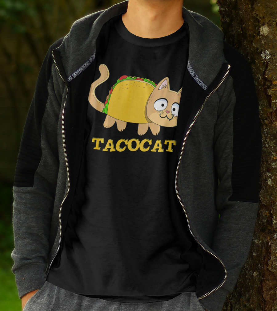 TACOCAT Palindrome Cute Cartoon Funny Cat With Taco Body T-Shirt
