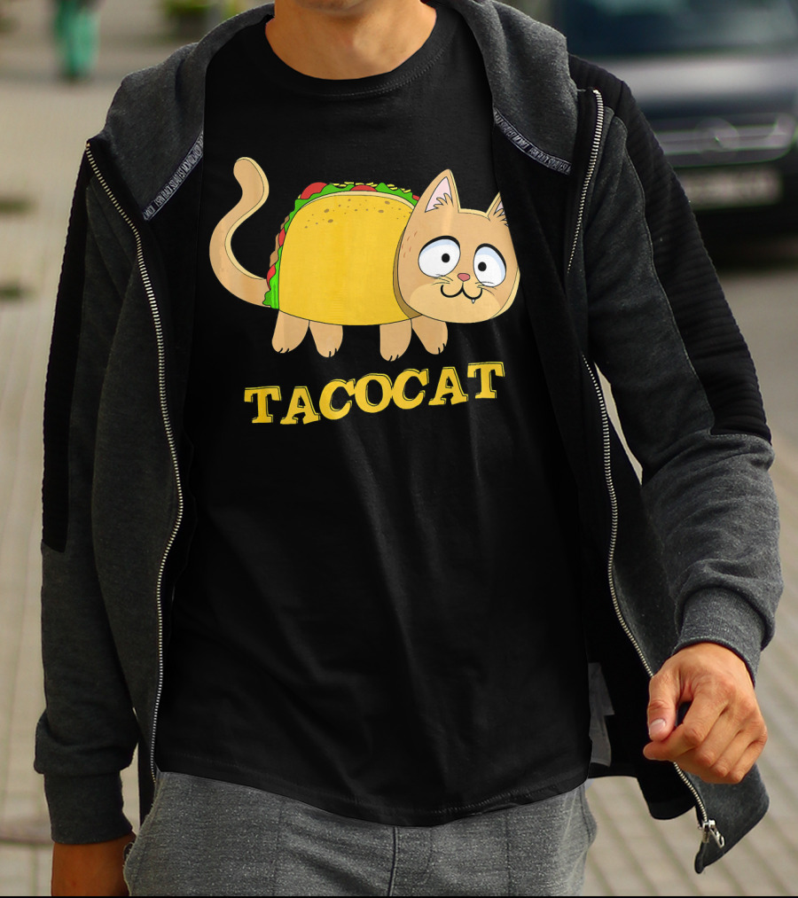 TACOCAT Palindrome Cute Cartoon Funny Cat With Taco Body T-Shirt