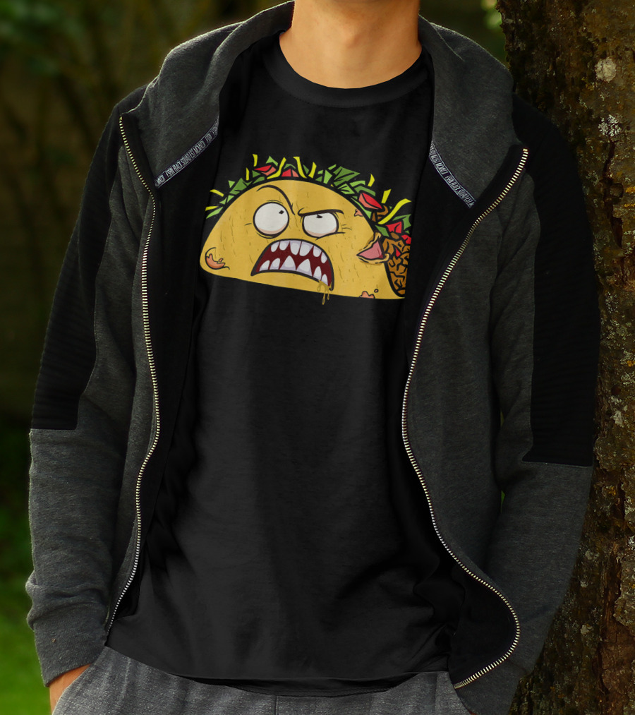 Funny Scary Zombie Tacos Face T-Shirt