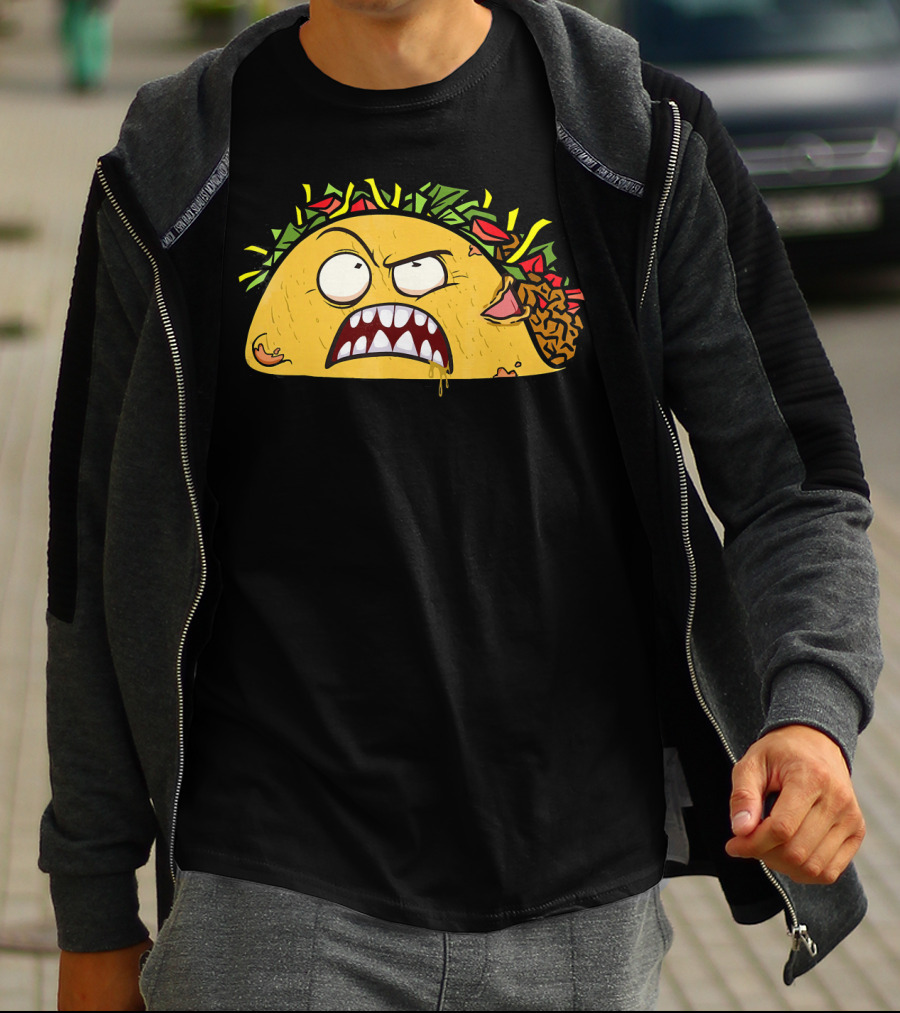 Funny Scary Zombie Tacos Face T-Shirt