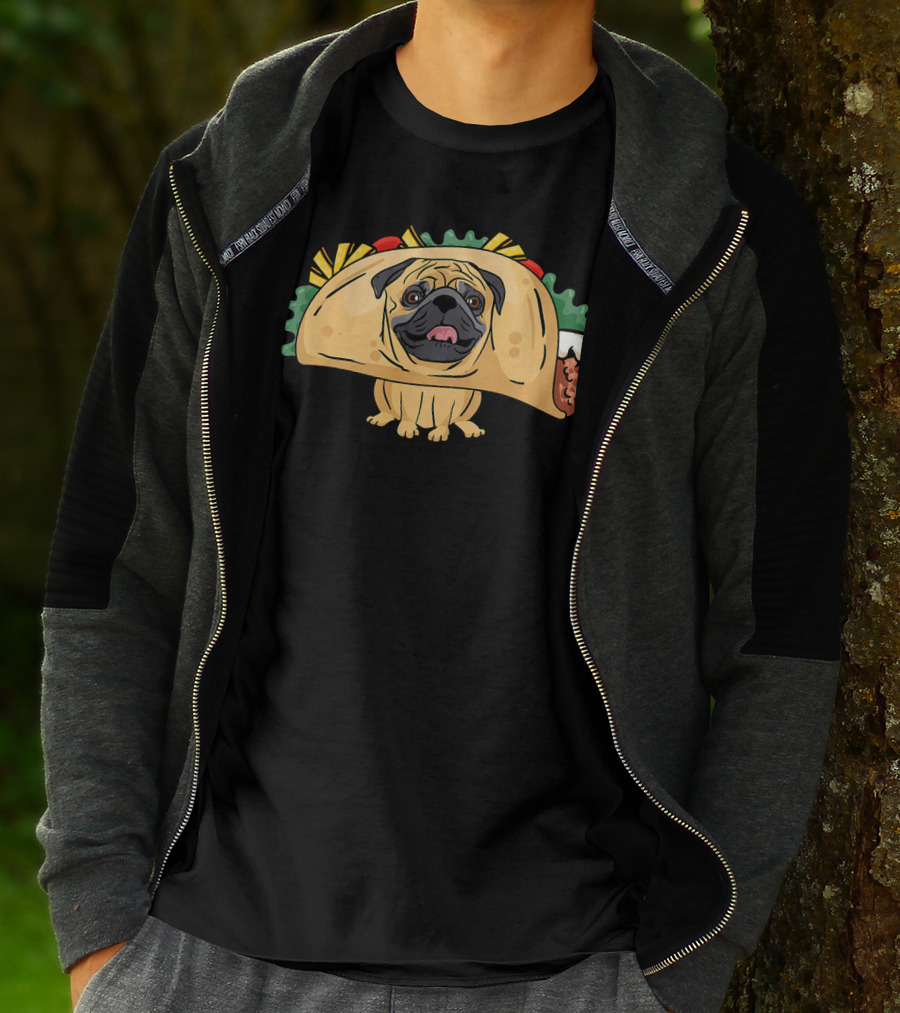 Funny Pug Taco Life Dog Fusion Humor T-Shirt