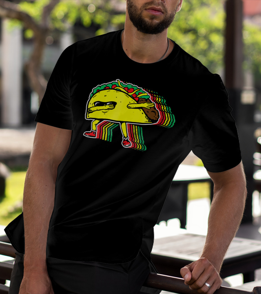 Dabbing Taco With Retro Multicolor Vibe T-Shirt