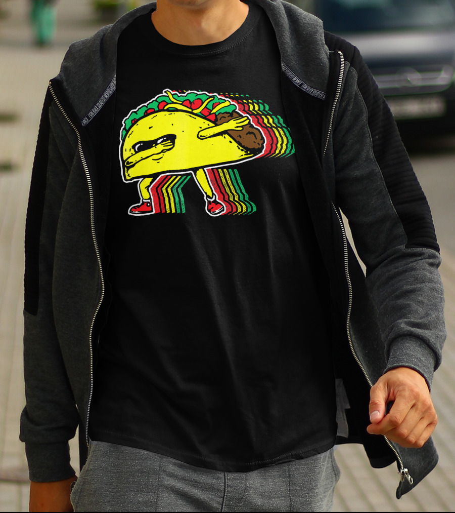 Dabbing Taco With Retro Multicolor Vibe T-Shirt