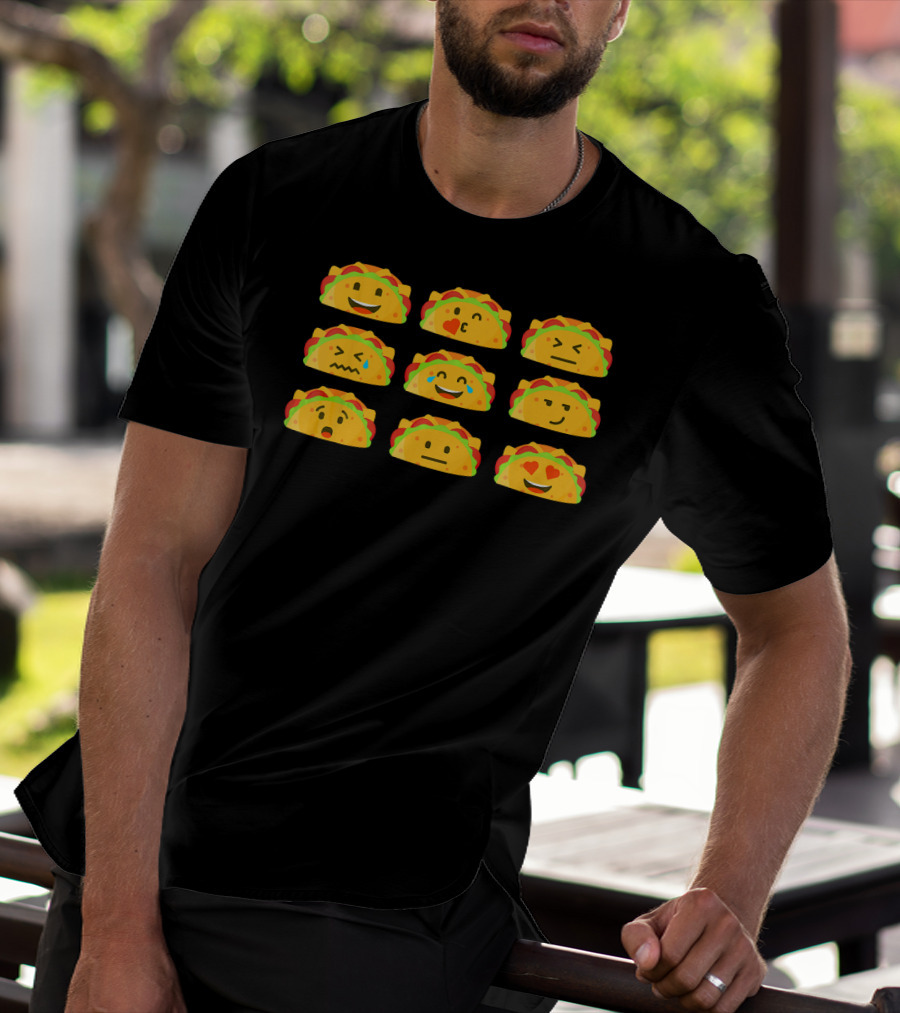 Taco Emoji Faces Mexican Food Lover Humor T-Shirt