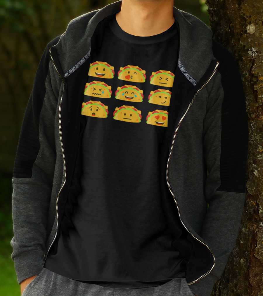Taco Emoji Faces Mexican Food Lover Humor T-Shirt