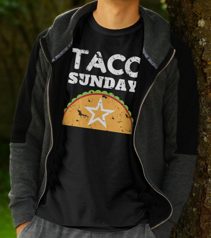 Taco Sunday With Star Inside Crunchy Shell Ribbed Edge T-Shirt