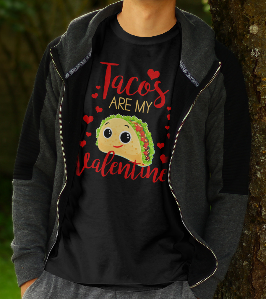 Tacos Are My Valentine Love Heart Happy Taco With Hearts T-Shirt