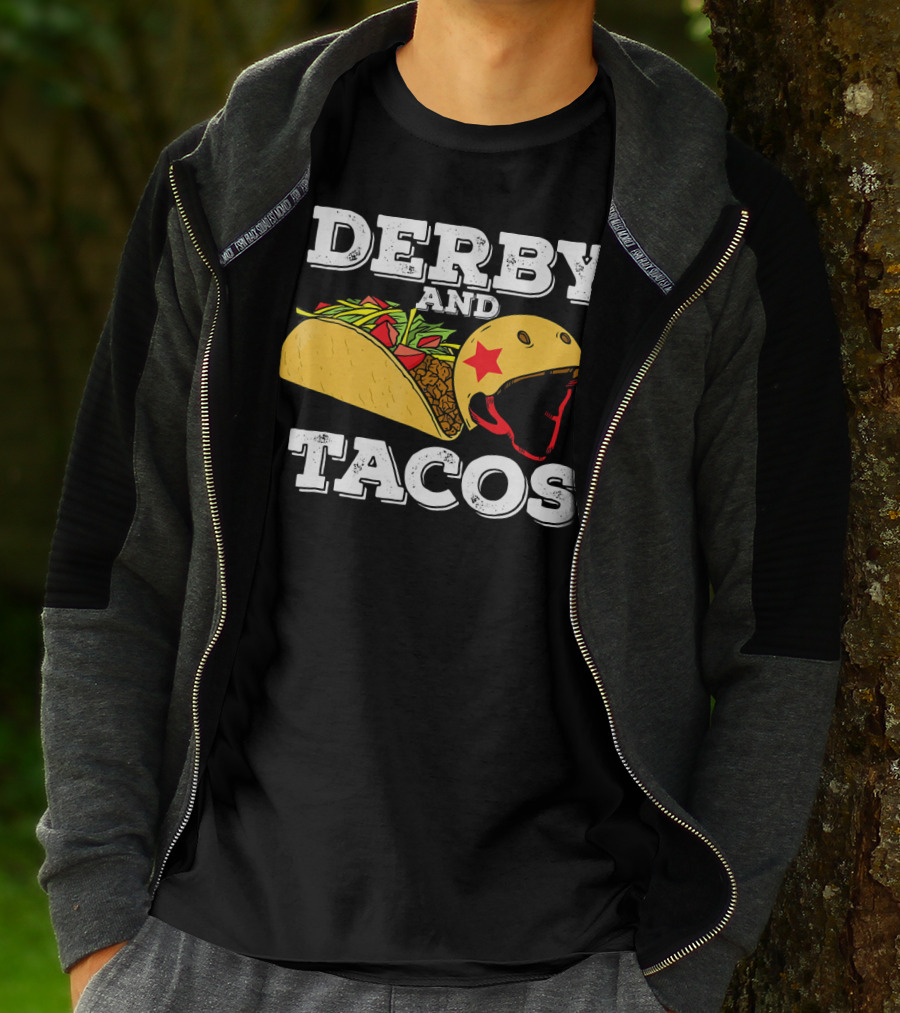 Derby And Tacos Helmet With Star And Taco Filling T-Shirt