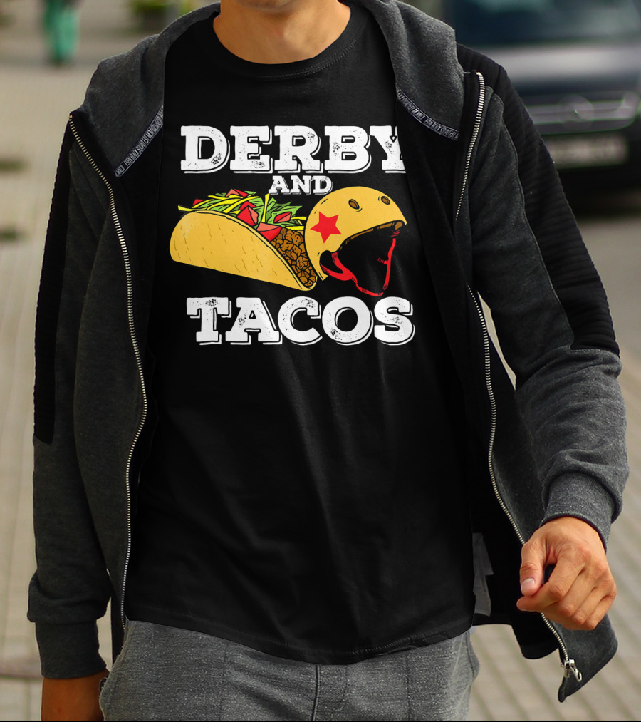 Derby And Tacos Helmet With Star And Taco Filling T-Shirt