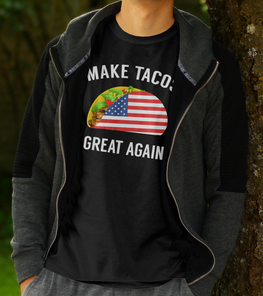 Make Tacos Great Again Funny Taco With American Flag T-Shirt