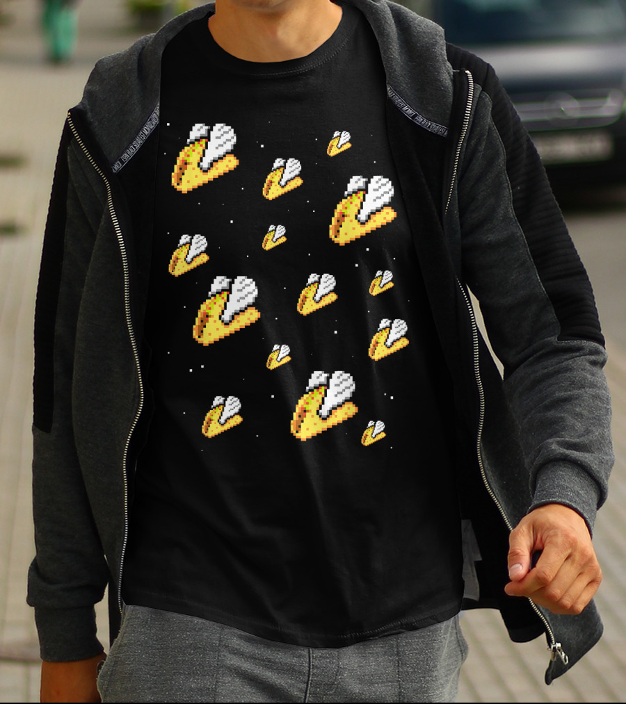 Shirt.Woot Flying Tacos Pixelated Space Adventure T-Shirt
