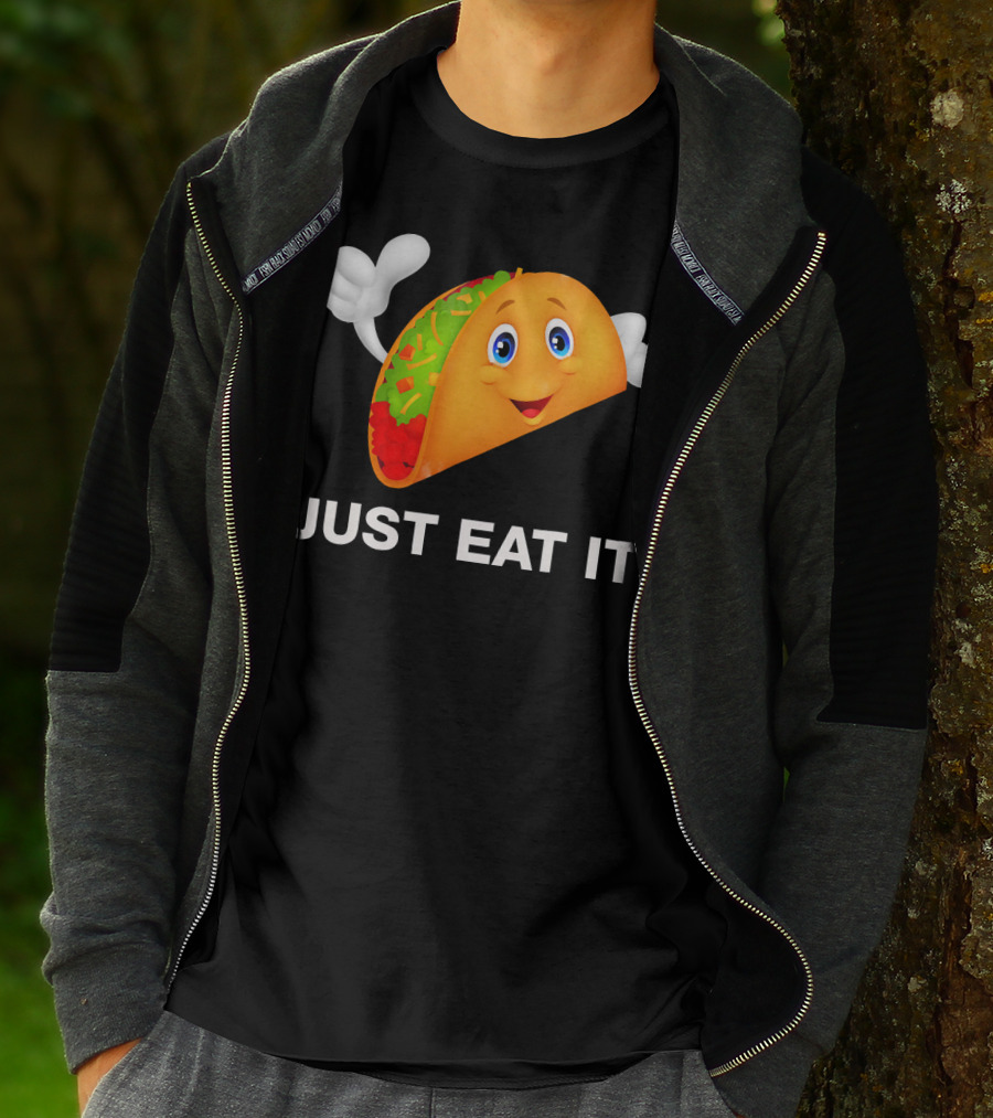 Just Eat It Taco Cartoon Emoji With Hands T-Shirt