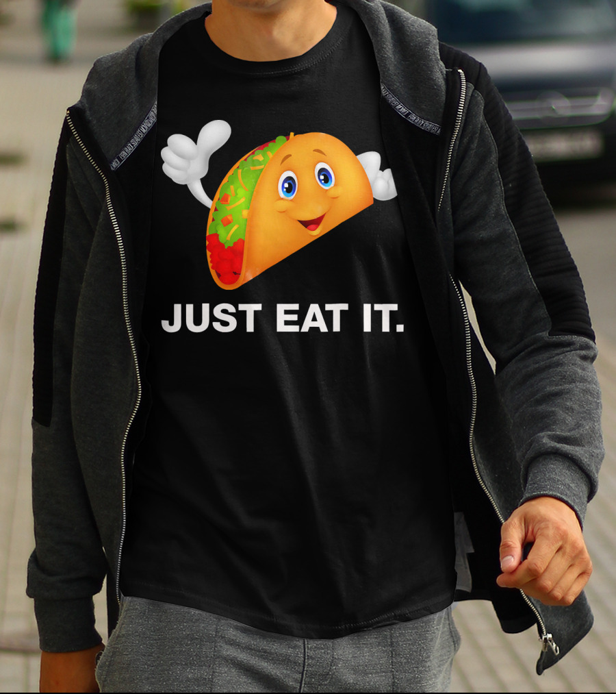 Just Eat It Taco Cartoon Emoji With Hands T-Shirt
