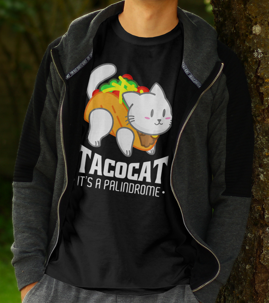 Tacocat It's A Palindrome Cute Funny Taco Cat Lover T-Shirt