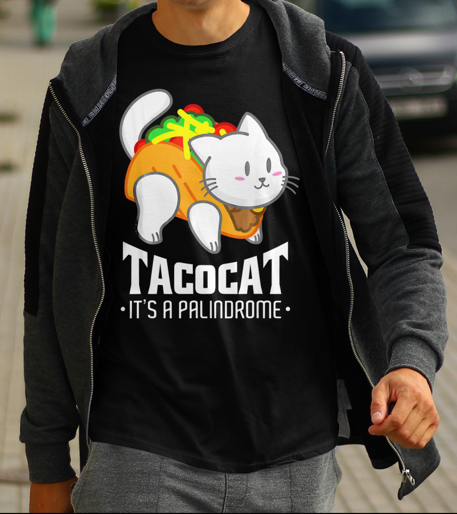 Tacocat It's A Palindrome Cute Funny Taco Cat Lover T-Shirt