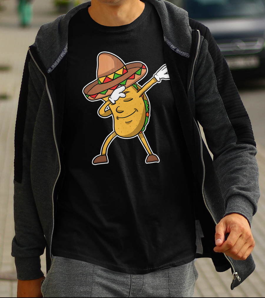 Dabbing Taco With Sombrero Funny Dab Dance T-Shirt