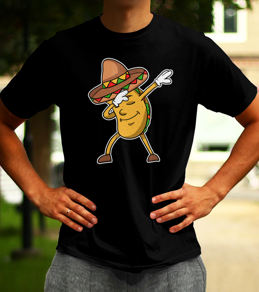 Dabbing Taco With Sombrero Funny Dab Dance T-Shirt