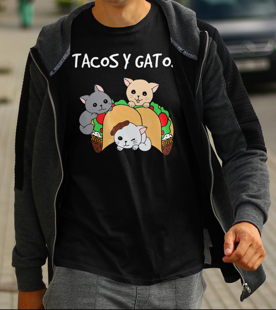 Tacos Y Gatos Cute Funny Cats In Tacos T-Shirt