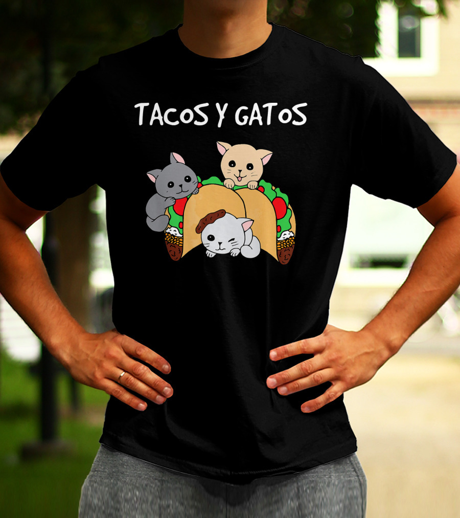 Tacos Y Gatos Cute Funny Cats In Tacos T-Shirt