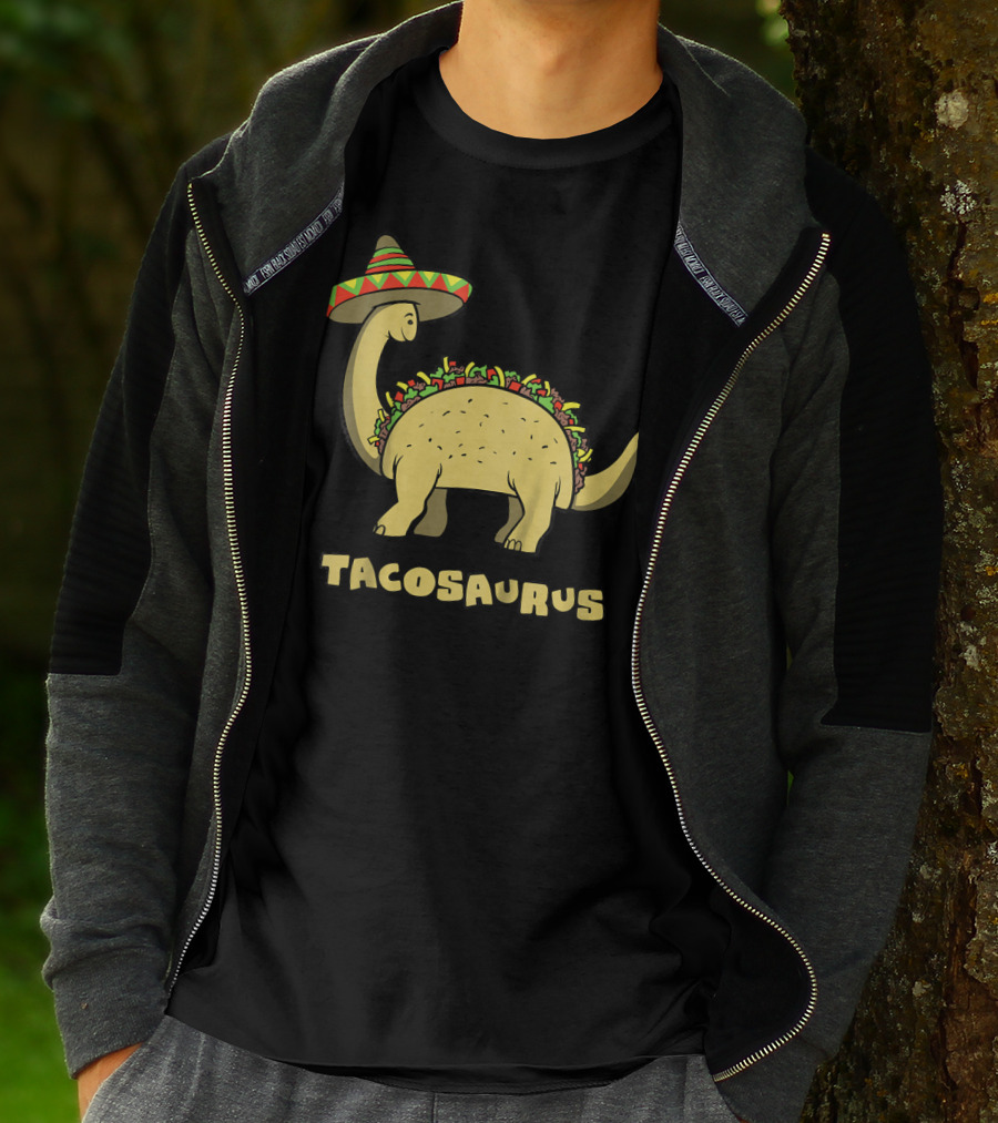 Kids Funny Tacosaurus Dinosaur With Sombrero Hat T-Shirt