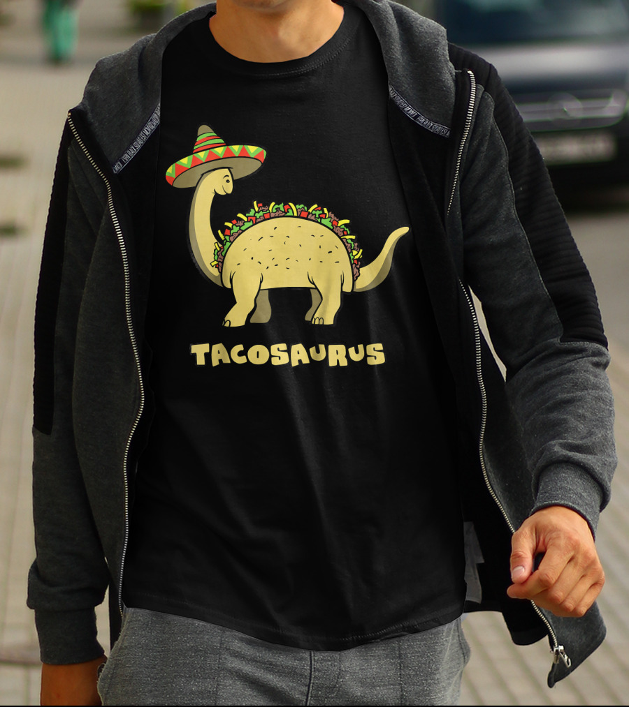 Kids Funny Tacosaurus Dinosaur With Sombrero Hat T-Shirt