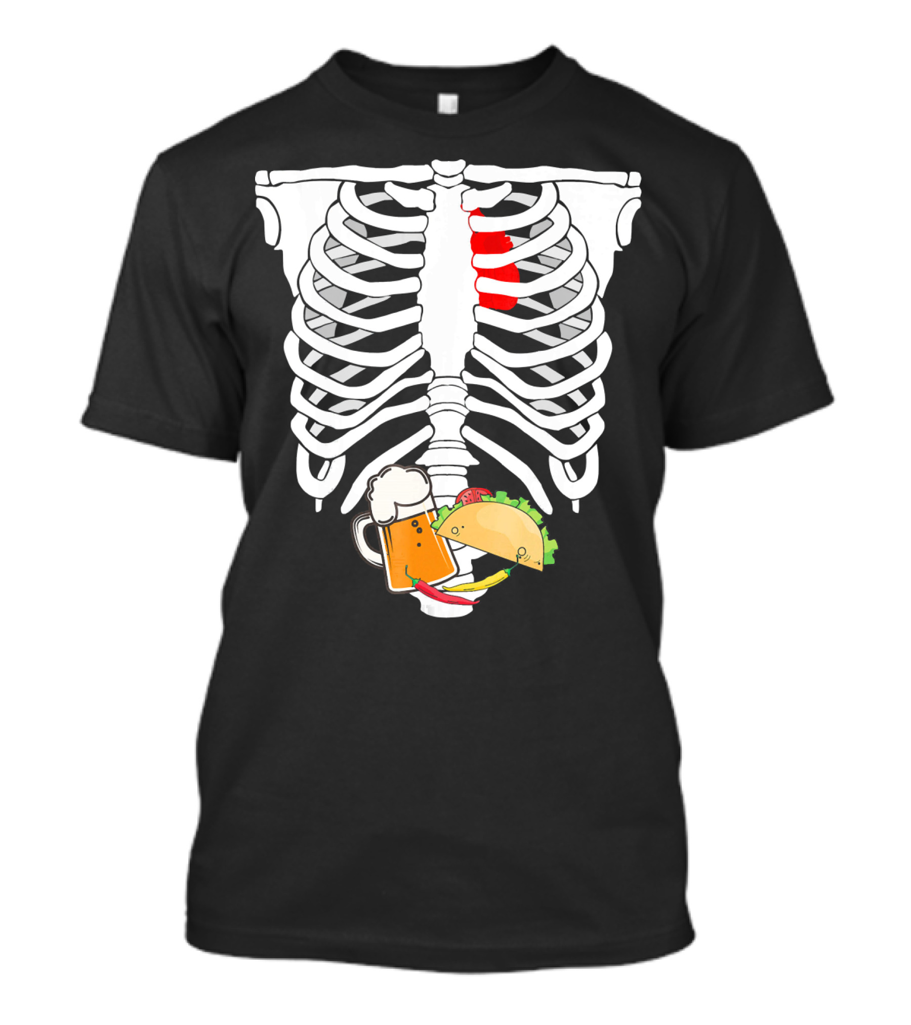 Skeleton X-Ray Taco Beer Unis T-Shirt