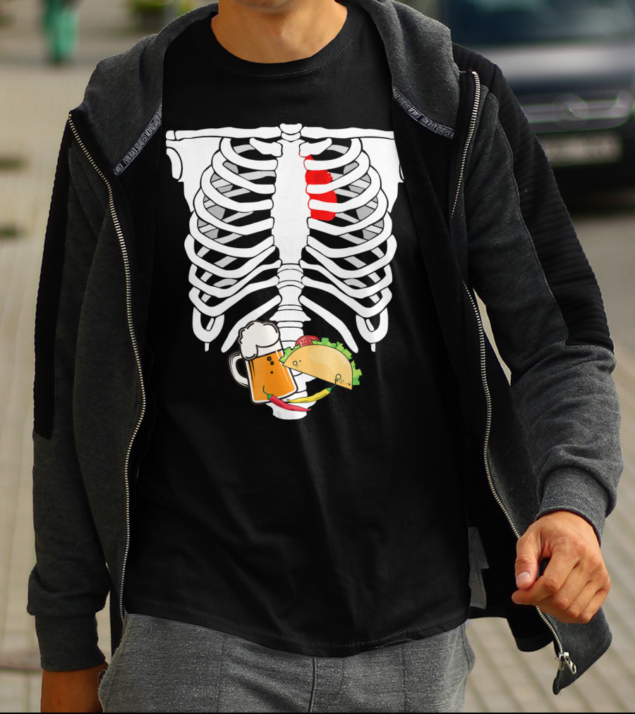 Skeleton X-Ray Taco Beer Unis T-Shirt