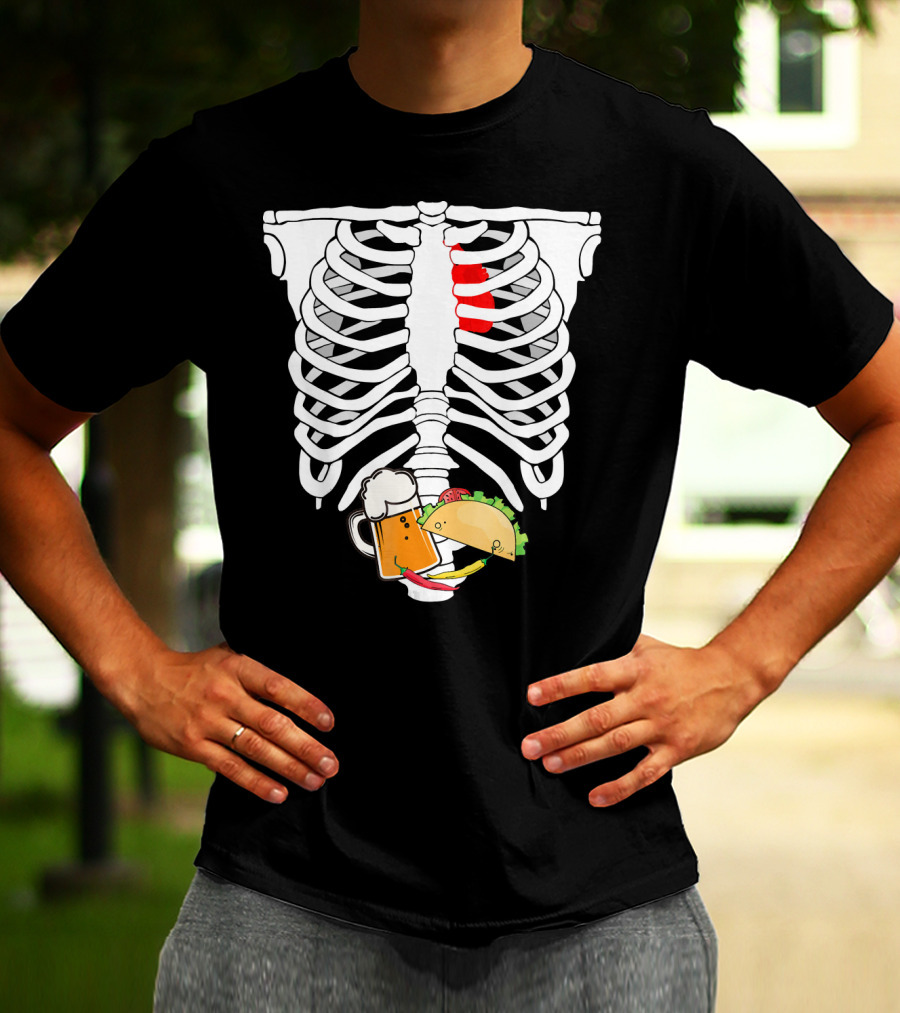 Skeleton X-Ray Taco Beer Unis T-Shirt