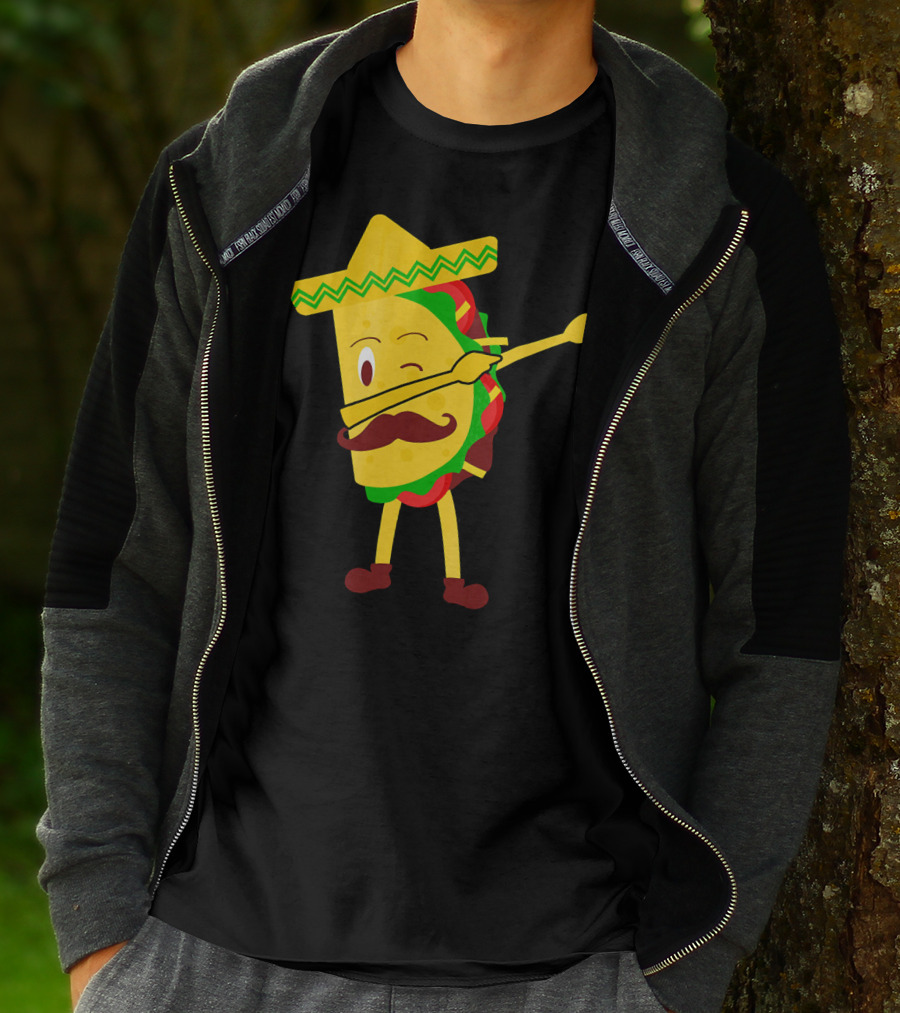 Taco Taco Lover Dabbing Sombrero Mustache T-Shirt