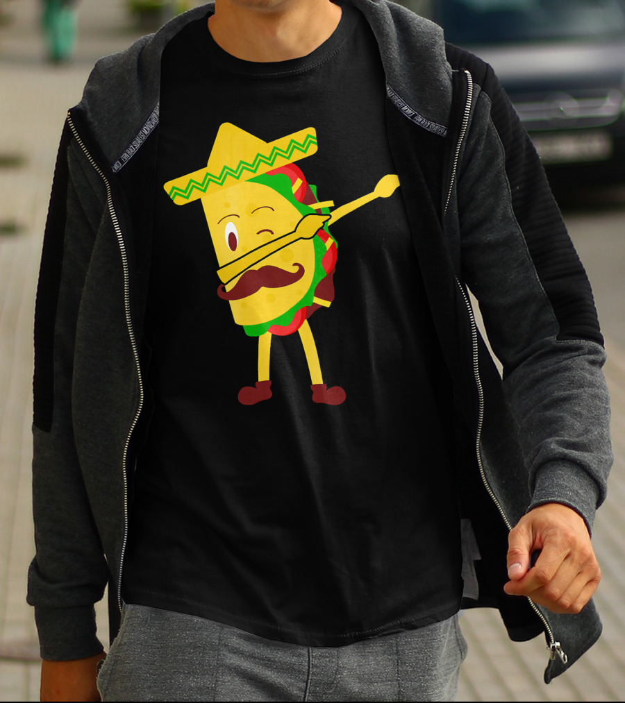 Taco Taco Lover Dabbing Sombrero Mustache T-Shirt