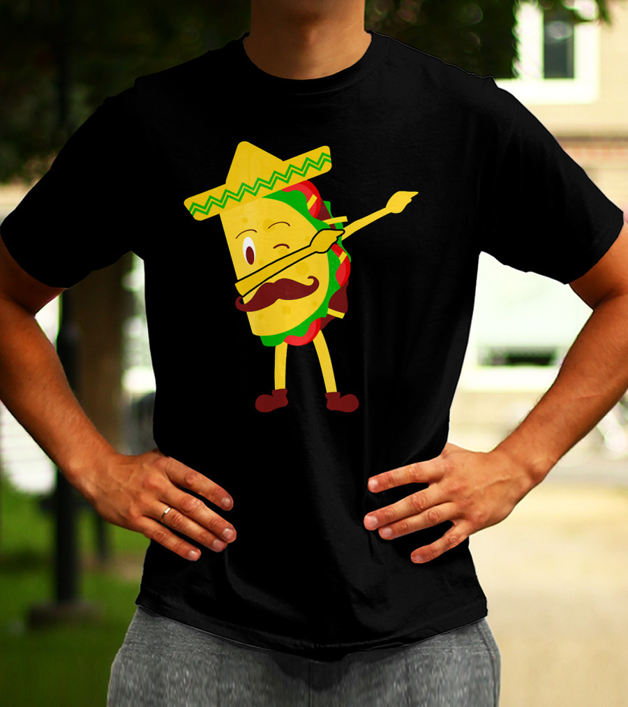 Taco Taco Lover Dabbing Sombrero Mustache T-Shirt