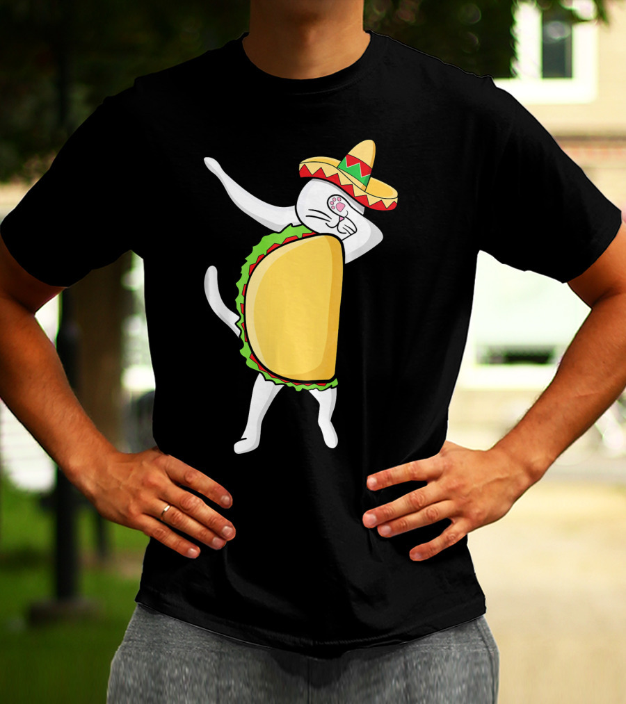 Dabbing Taco Cat Tacocat Cinco De Mayo Sombrero Fiesta T-Shirt