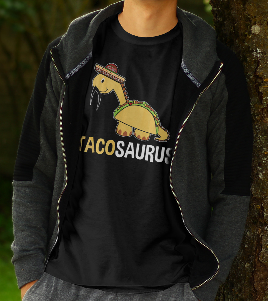 Tacosaurus Dinosaur Wearing Sombrero T-Shirt