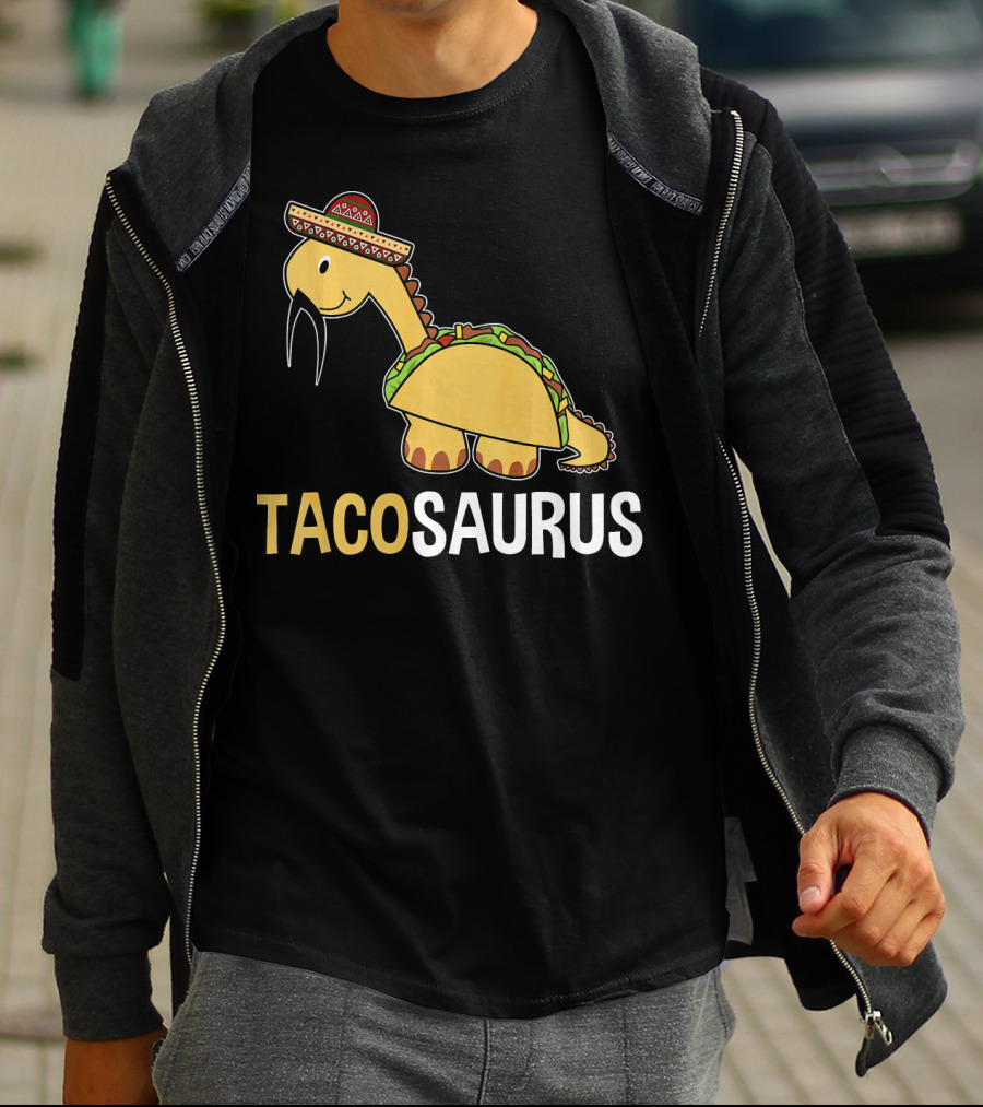 Tacosaurus Dinosaur Wearing Sombrero T-Shirt