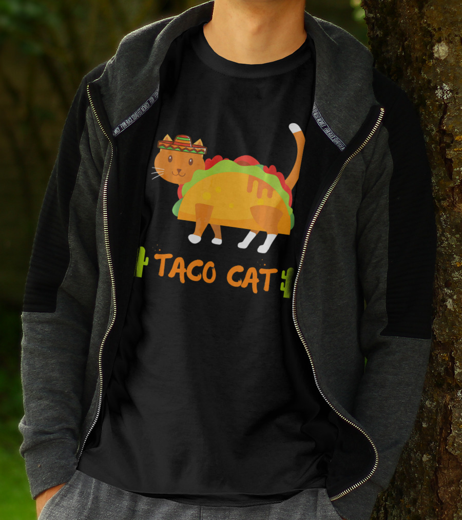 Taco Cat Sombrero With Cactus Fun T-Shirt