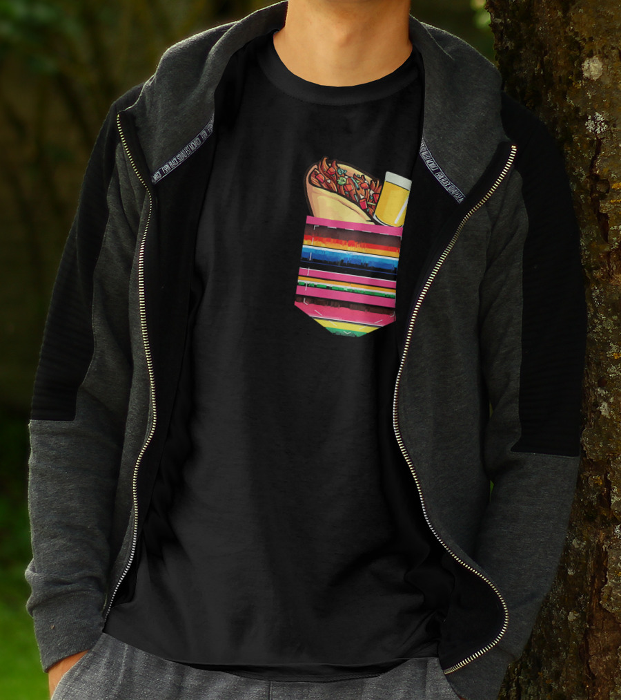 Tacos And Tequila Vibrant Serape Pocket T-Shirt
