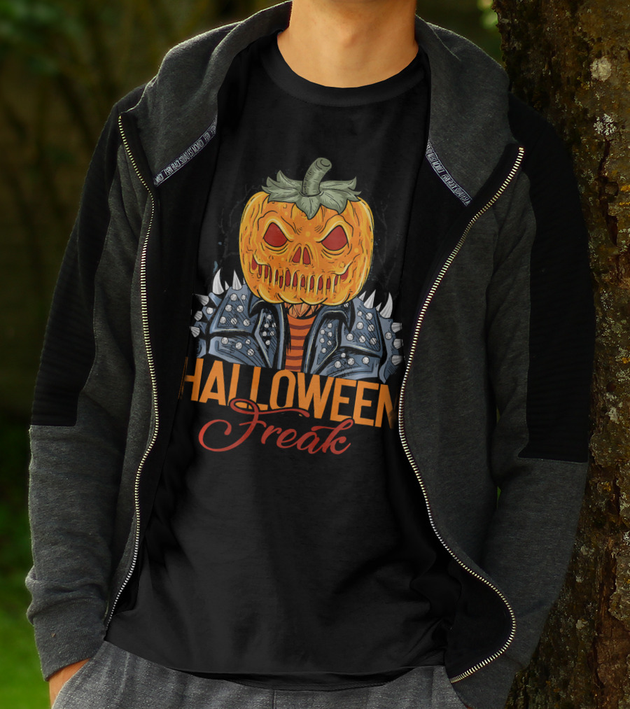 Halloween Freak Pumpkin Zombie Spiked Jacket T-Shirt