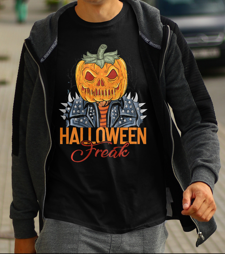 Halloween Freak Pumpkin Zombie Spiked Jacket T-Shirt