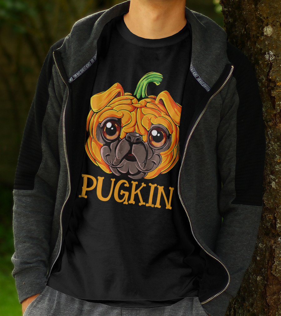 Pugkin Pug Pumpkin Halloween T-Shirt