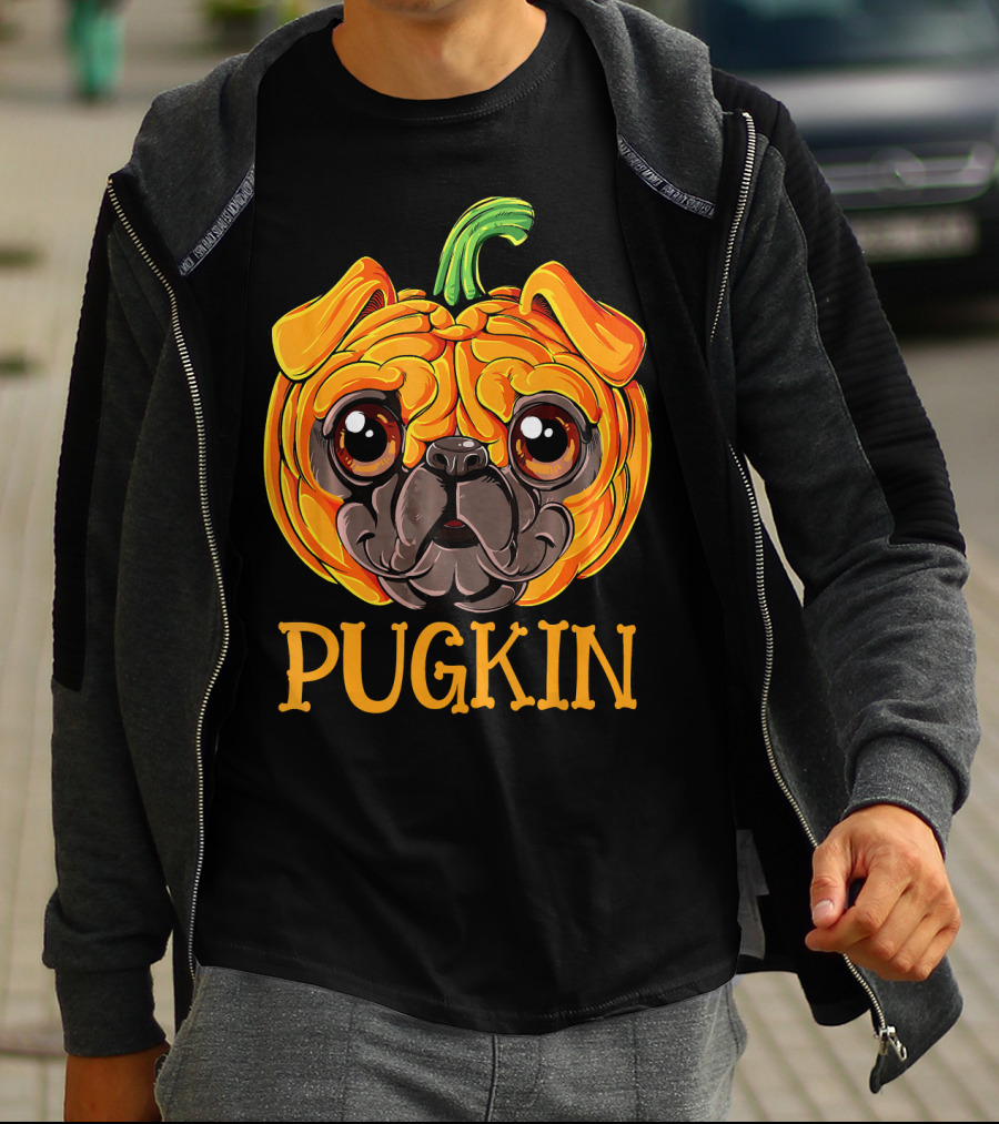 Pugkin Pug Pumpkin Halloween T-Shirt